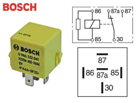 RELE BOSCH 12V 30/40A 87A VASTUKSELLA B-KYTKENTÄ 0986332041