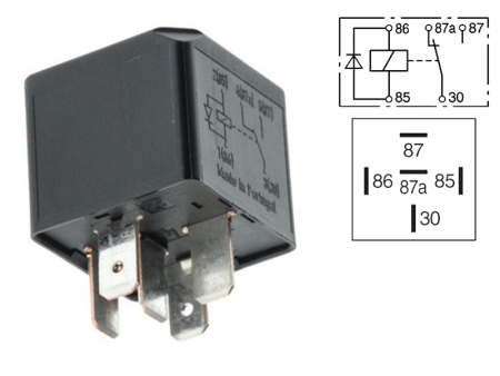 RELE 24V 10/20A 87A+DIODI ILMAN PIDINTÄ 0986332403