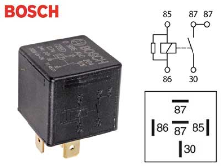 RELE BOSCH 24V 30A 2X87 VASTUKSELLA 0986AH0204