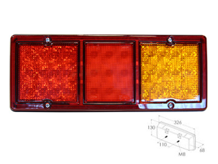 LED TAKAVALO 9-36V 3-KAMM. 326X130X68MM 1608-4858