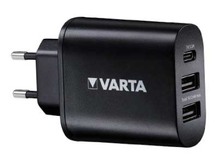VARTA,SEINÄLATURI USB C JA 2 KPL 2,4A 1811-874140
